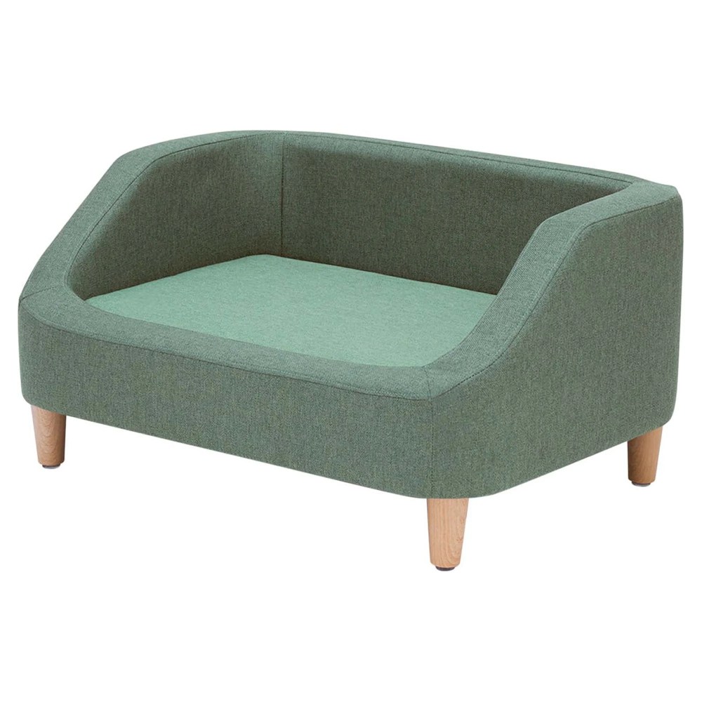 Teamson Pets Bennett Linen Sofa Dog Bed for Pets up to 66 lbs, Sea Green