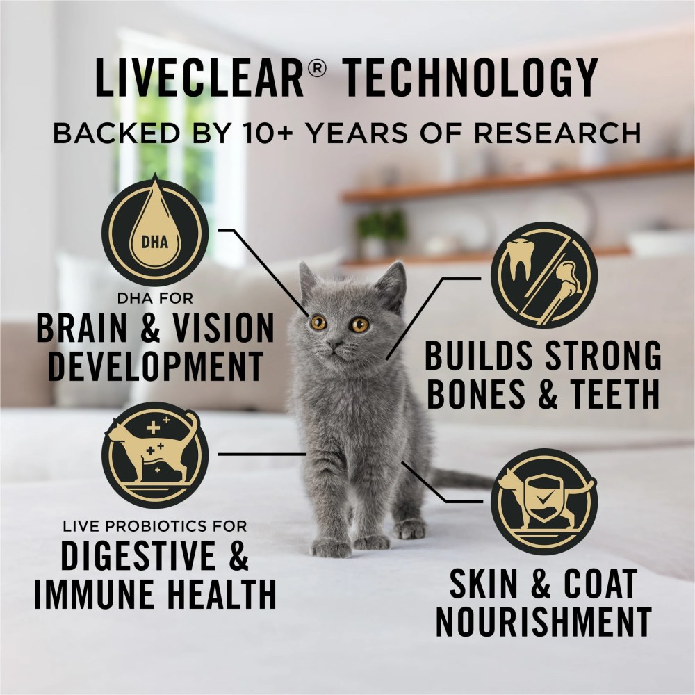 Purina Pro Plan LiveClear Dry Kitten Food Allergen Reducing Chicken and Rice Formula, 12.5 lb Bag - Image 7