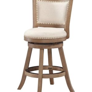Boraam Melrose Counter Height Swivel Wood Kitchen Bar Stool - Driftwood Wire-Brush & Ivory