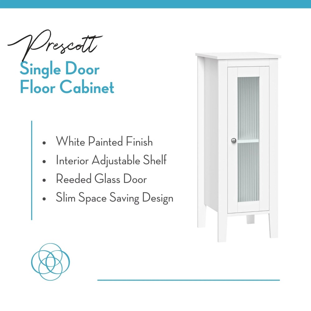 RiverRidge Prescott 1-Door Slim Bathroom Storage Cabinet and Organizer Shelf - White - Image 8