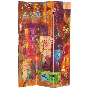 Red Lantern 6 ft. Tall India Double Sided Canvas Room Divider