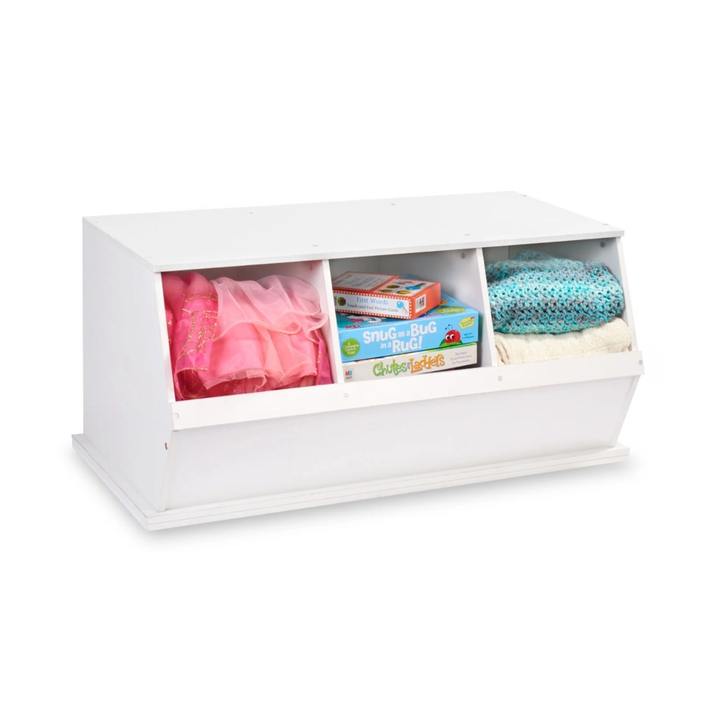 Badger Basket Children's 3-Bin Stackable Wooden Storage Cubby 5.2 Cu ft.- White