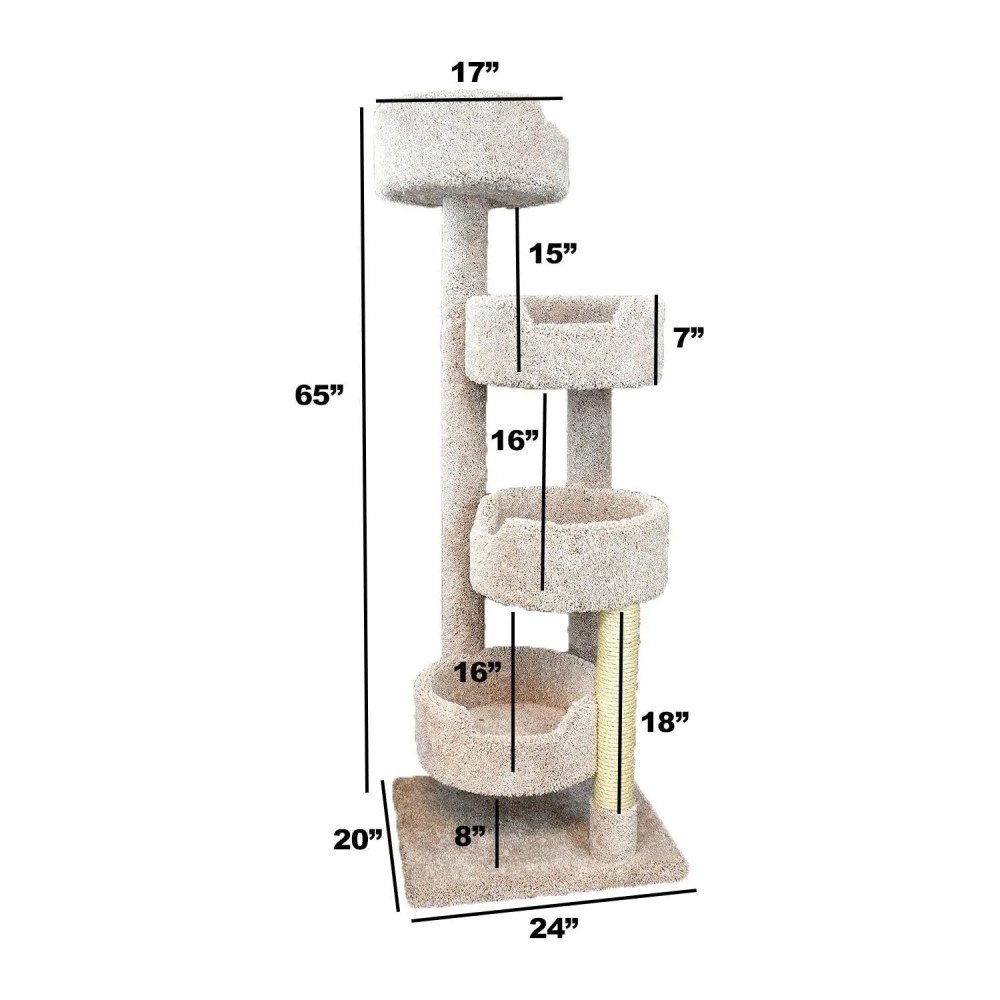 New Cat Condos Large Cat Tower with 4 Easy to Access Spacious Perches-Color:Brown - Image 6