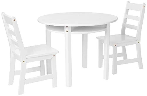 Lipper International 524W Child's Round Table and 2-Chair Set, White - Image 4