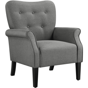 Yaheetech Modern Upholstered Accent Chair with Wooden Leg for Living Room,Dark Gray