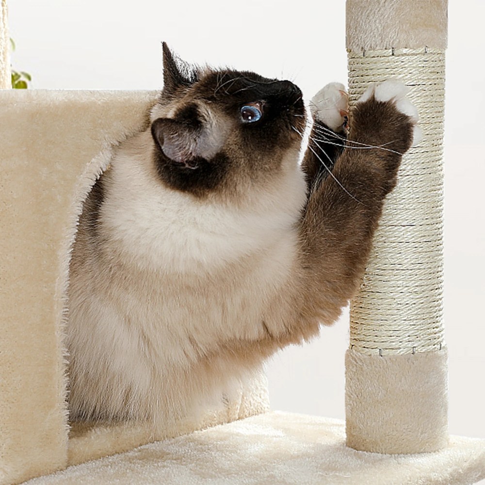 Pefilos 72" Large Cat Tree Tower with Sisal Scratching Post, Indoor Cat Condo for Big Cat Maine Coon, Beige - Image 8