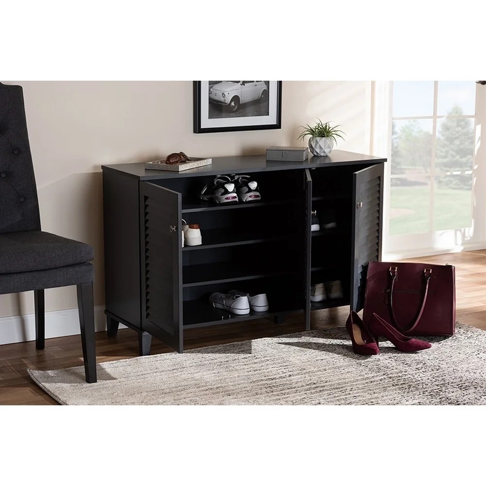 Baxton Studio Coolidge Modern Dark Grey 8-Shelf Shoe Cabinet - Image 3
