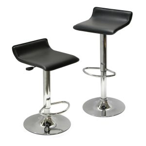 Winsome Wood Spectrum 2-Pc Adjustable Swivel Stool Set,Black & Chrome Finish