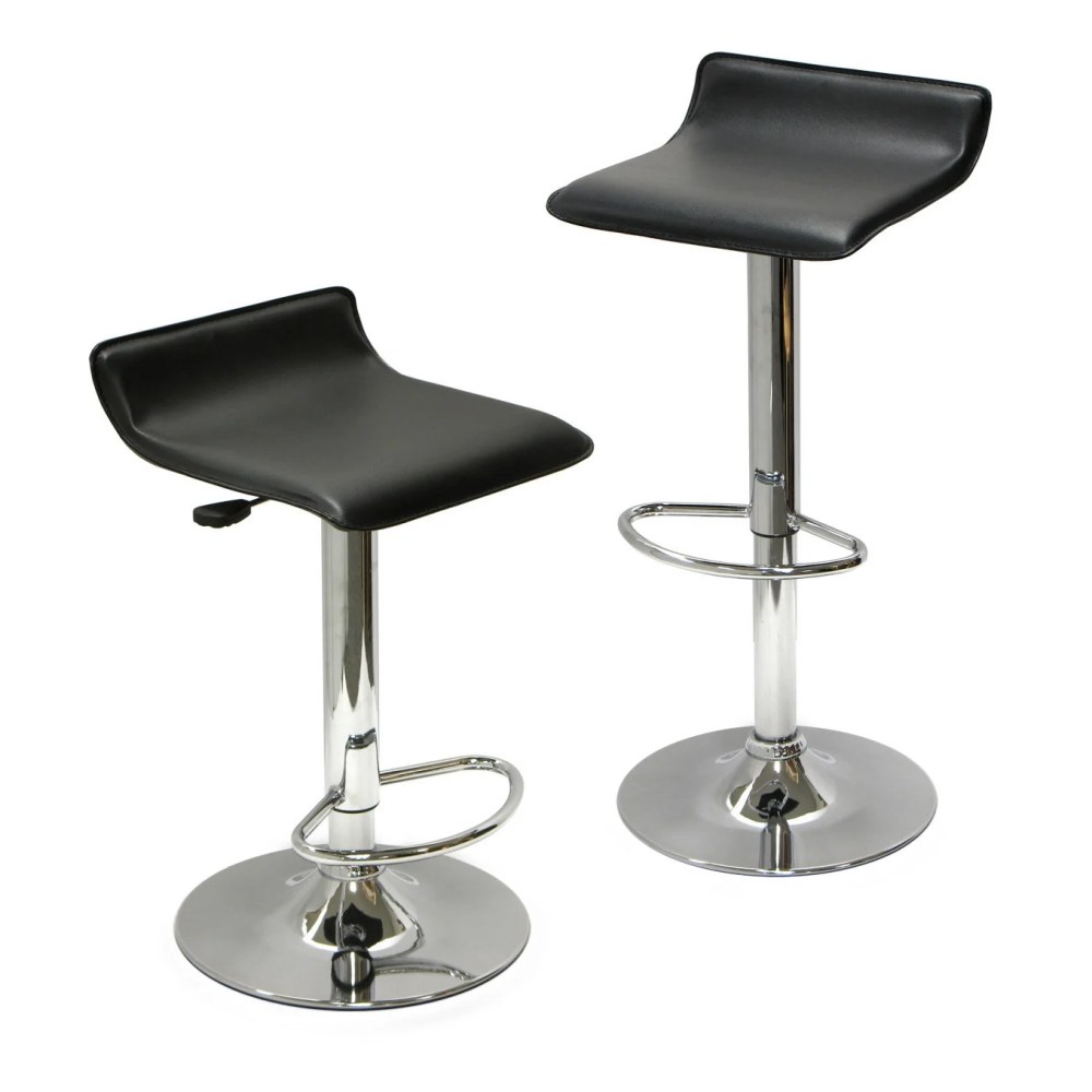 Winsome Wood Spectrum 2-Pc Adjustable Swivel Stool Set,Black & Chrome Finish