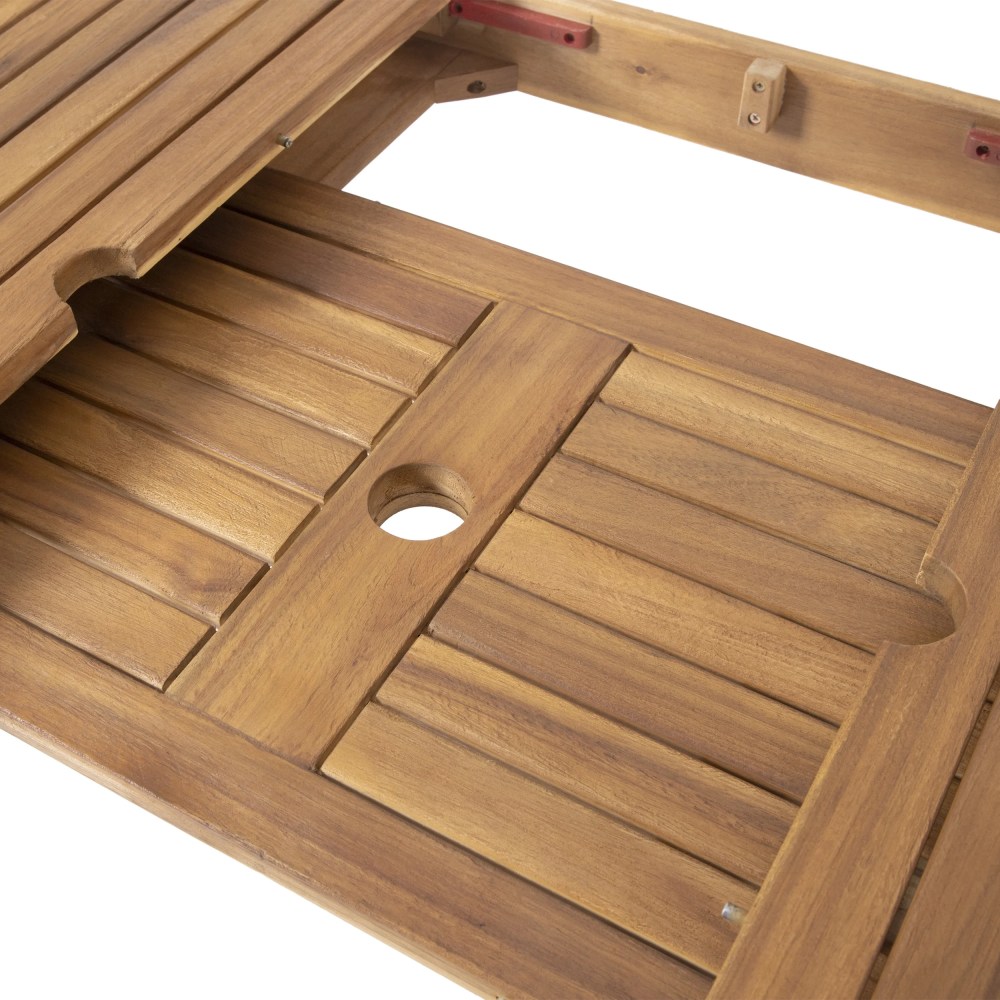 Noble House 63" Acacia Wood Expandable Design and Durable Outdoor Dining Table, Natural - Image 12
