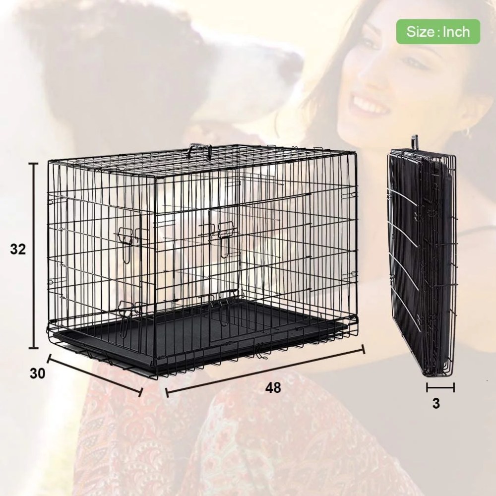 BestPet XL Dog Crate: 48" Folding, Metal Wire, Divider, Dual Door, Plastic Tray - Perfect for Travel & Camping - Image 4