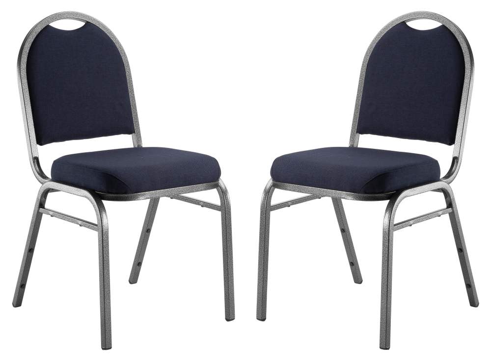 (Pack of 2) NPS 9200 Series Premium Fabric Upholstered Stack Chair,Midnight Blue Seat/Silvervein Frame