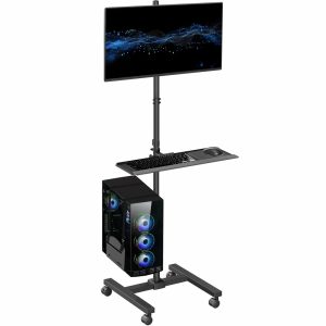 VIVO Mobile Computer Cart with Monitor Mount,  PC Holder,  Keyboard Tray