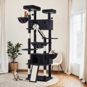 Merrland 81" Multi-Level Large Cat Tree Tower for Indoor Kittens,  Cat Condo with Hammock & Sisal Scratching Posts,  Blue