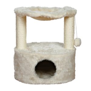 TRIXIE Baza Grande Plush & Sisal 24" Cat Tree,  Cat Condo and Hammock,  Cat Toy,  Cream