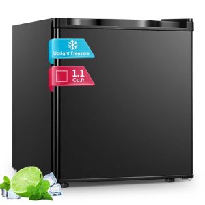 1.1 Cu Ft Mini Upright Freezer,Compact Countertop Freezer,7-Level Thermostat,Quiet Operation,Reversible Door