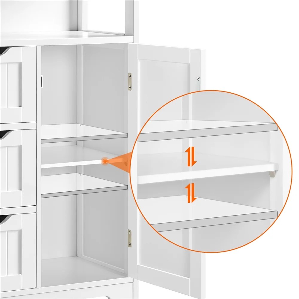 Alden Design Wooden Bathroom Storage Cabinet with Open Shelving, White - Image 6