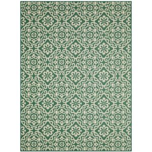 Nicole Miller New York Patio Country Danica Transitional Geometric Indoor/Outdoor Area Rug,  Green/Beige,  7'9"x10'2"