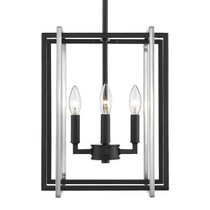 Tribeca 4-Light Chandelier in Black with Pewter Accents