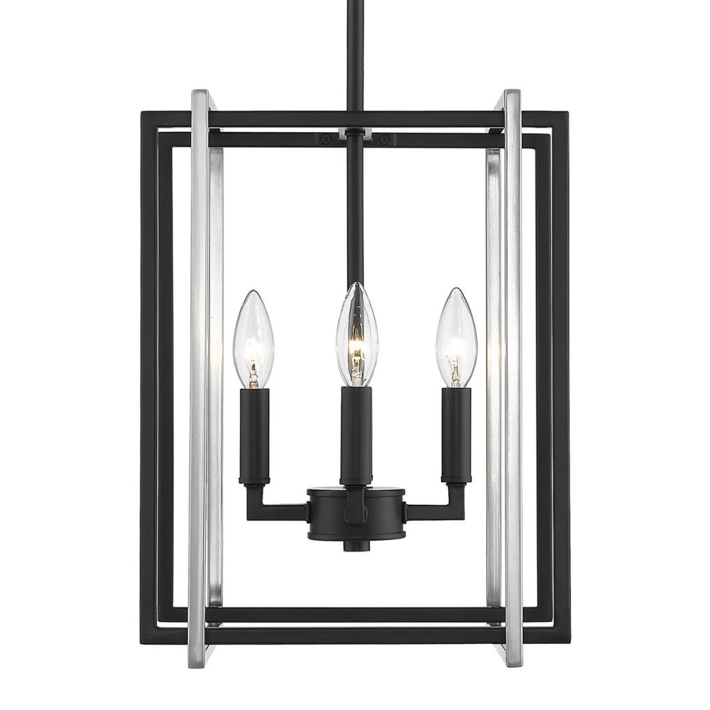 Tribeca 4-Light Chandelier in Black with Pewter Accents