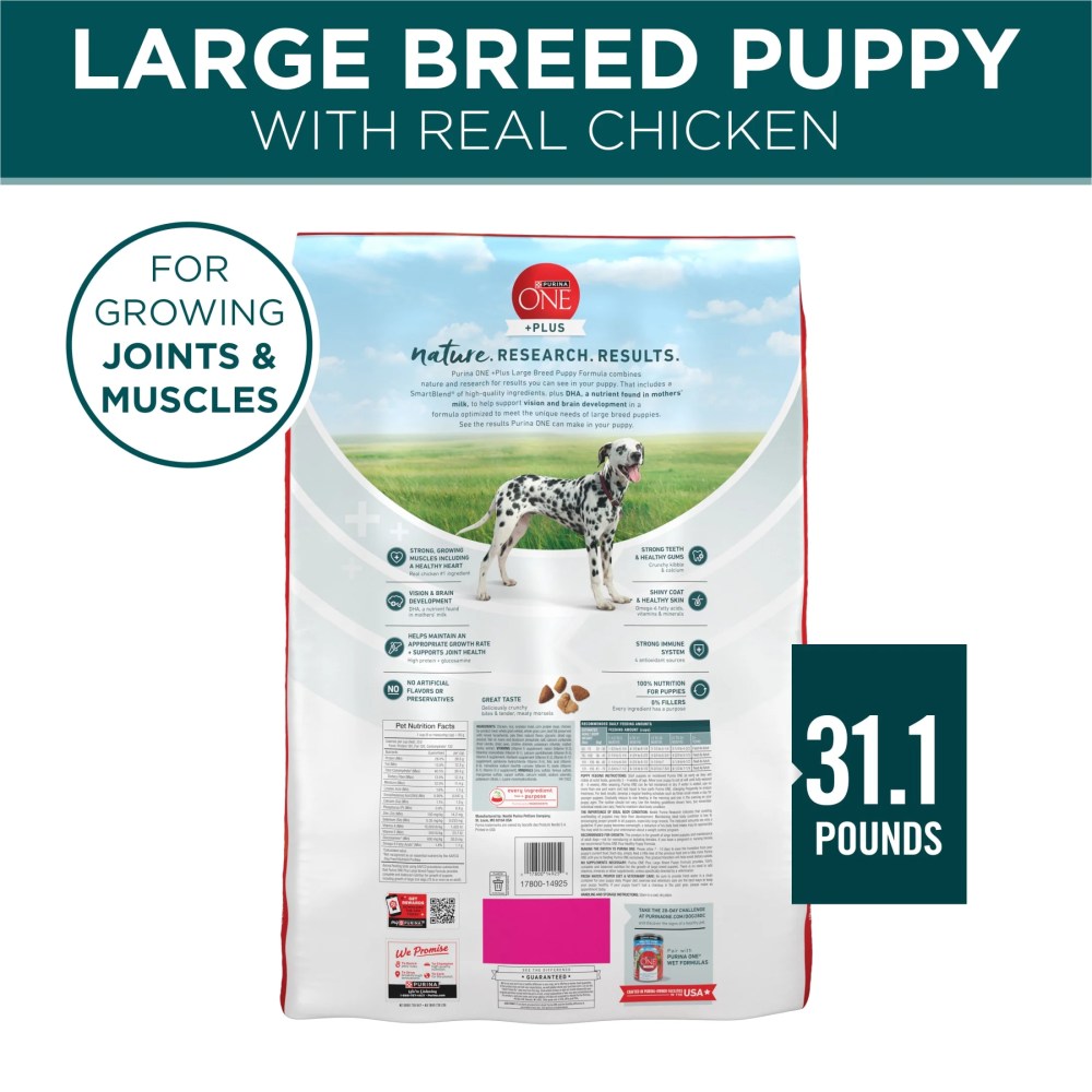 Purina One Plus Puppy Dry Dog Food for Large Dogs High Protein Growth Support, Real Chicken, 31.1 lb Bag - Image 5