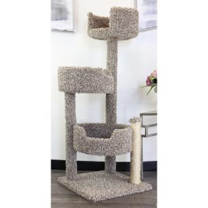 Maykoosh Southwestern Sanctuary Multi-Level Cat Cat Climbing Tower Cat Tree,  Solid Wood and Carpet Construction,  Modern Cat Tree with Scratch Post and Sturdy Base-Color:Speckled, Size:26"L x 25"W x