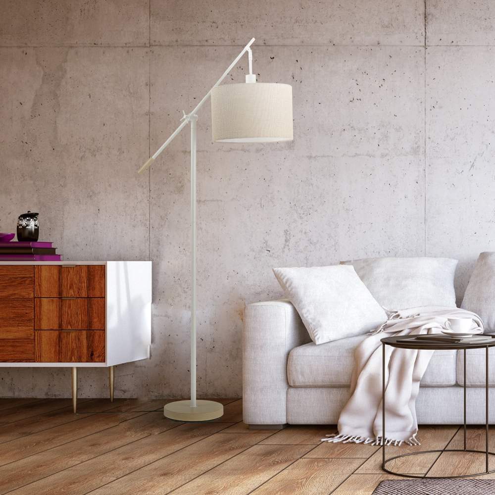Globe Electric Serena 66" Matte White Dimmable Floor Lamp with Jute Shade, 91004429 - Image 9