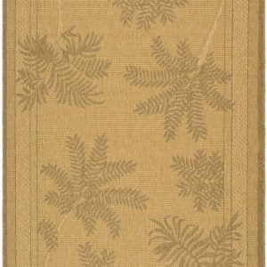 SAFAVIEH Courtyard Annabelle Floral Indoor/Outdoor Area Rug,  Natural/Gold,  6'7" x 9'6"