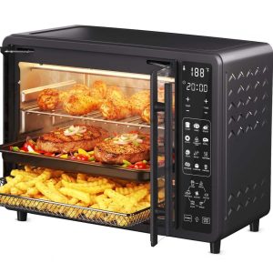 25 QT French Door Air Fryer Toaster Oven Combo,Bake,Broil,Roast,19 Cooking Functions and Digital Controls,NTC Precise Temp Control,1700W Heating