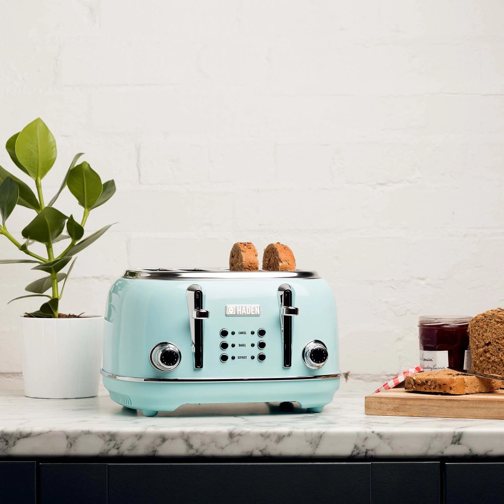 Haden Heritage 4-Slice Wide Slot Toaster, Turquoise - 75005 - Image 4