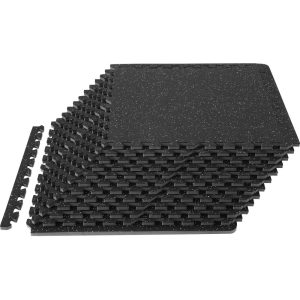 "12-Pack 1/2" Thick Interlocking Gym Floor Mats,  2424 Inch EVA Foam & Rubber Top,  Waterproof Exercise Mats for Home Gym,  Garage,  Basement - 48 Sq.Ft Coverage"