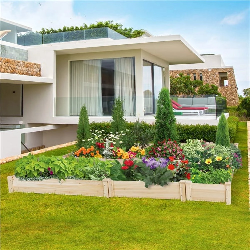 Alden Design 3 Tier Wood Raised Garden Bed Wood Elevated Flowers Vegetables Planter - Image 14