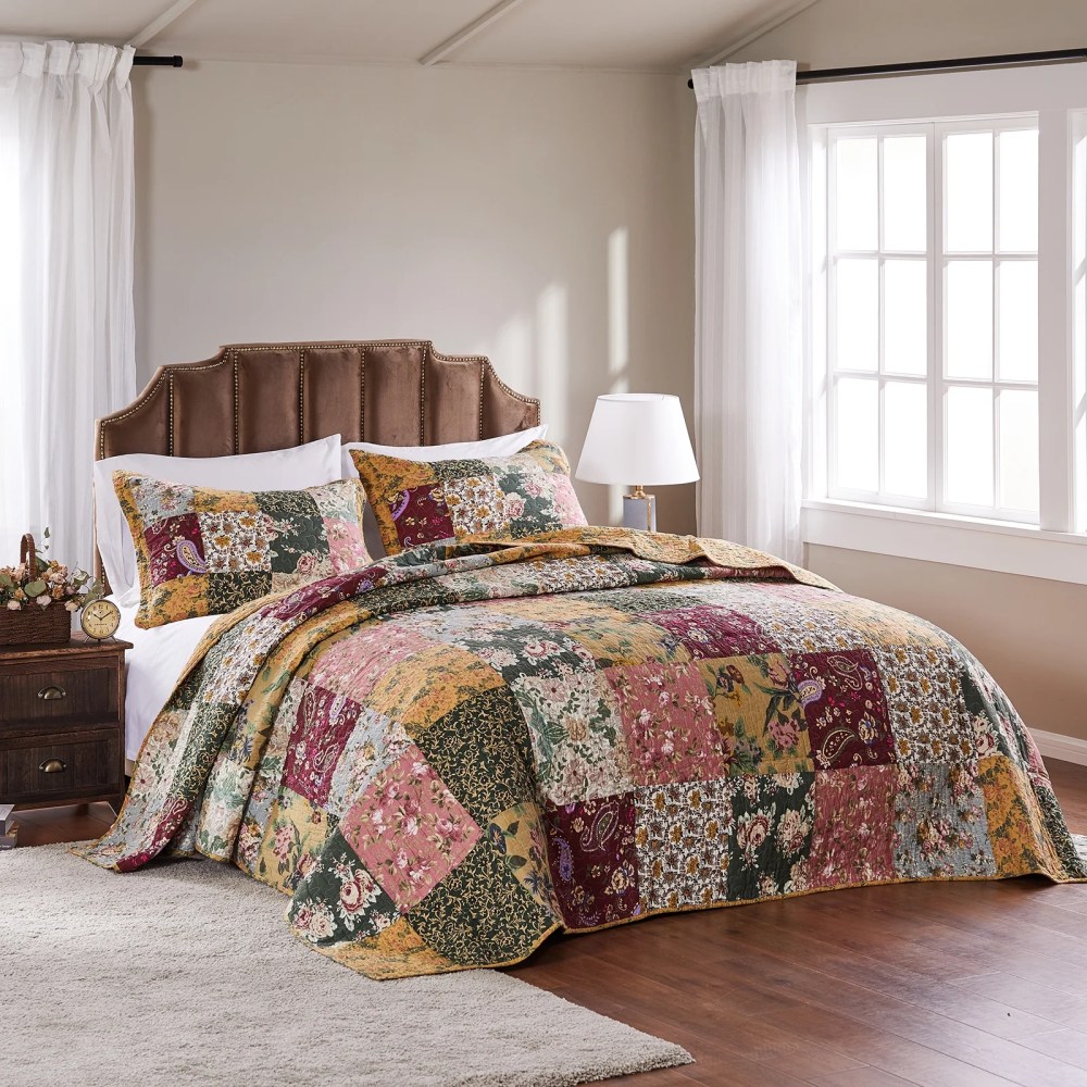 Greenland Home Fashions Antique Chic 100 Cotton Authentic Patchwork Bedspread Set, 3-Piece King/Cal King - Image 6