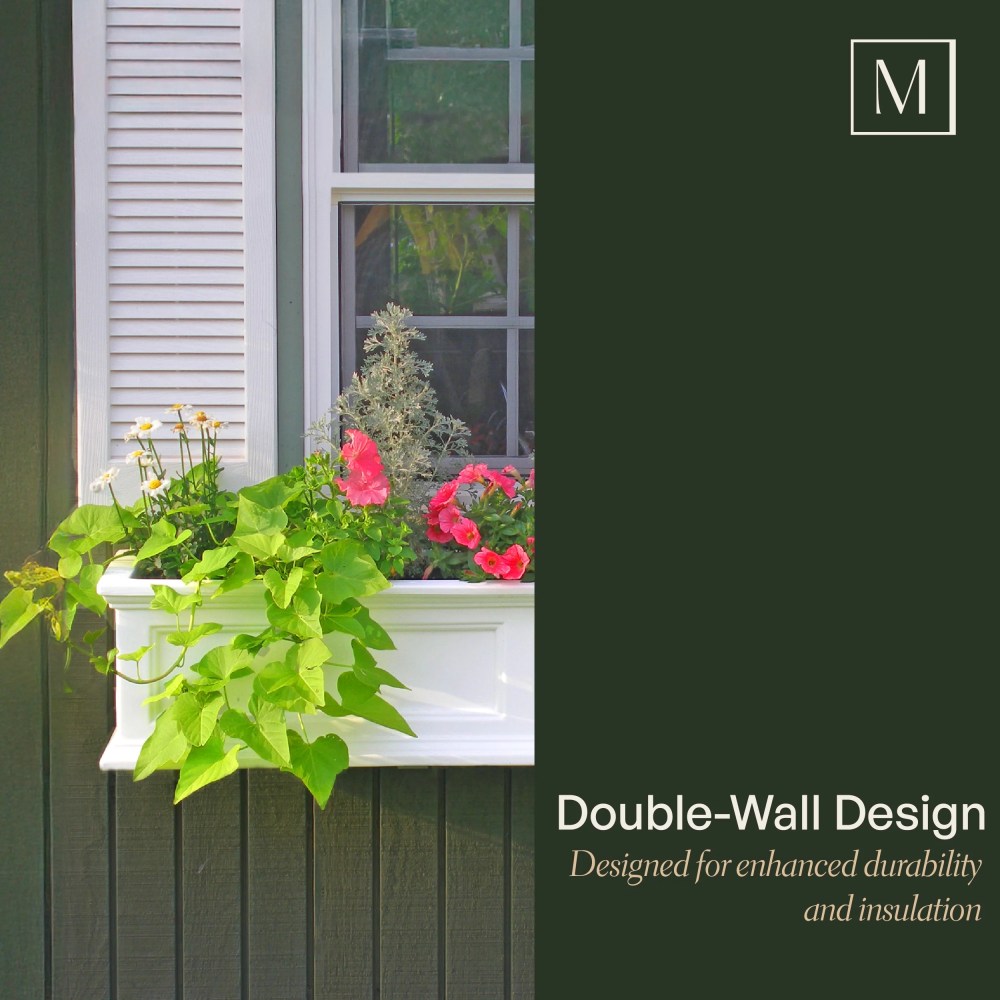 Mayne Fairfield 36" x 11" x 11" Rectangular Espresso Self Watering Plastic Window Box Planter - Image 9