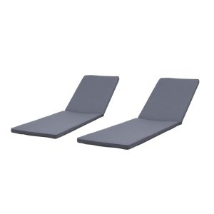 Maddison Outdoor Fabric Chaise Lounge Cushion,  Set of 2,  Dark Gray