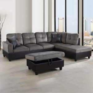Hommoo Sectional Sofa Free Combination Sectional Couch, L Shaped Sectional Sofa, Modern Sofa Set for Living Room, Taupe(Without Ottoman)