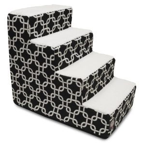 Majestic Pet Links Pet Stairs 4 Steps Black Machine Washable Removable Cover 24" x 16" x 20"