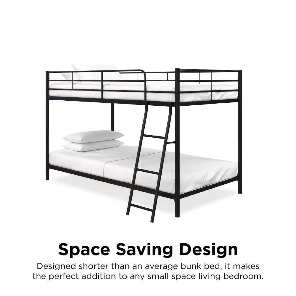 Mainstays Small Spaces Twin-over-Twin Low Profile Junior Bunk Bed, Black - Image 7