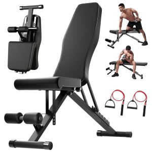Weight Bench, Foldable 8-in-1 Workout Bench for Full Body Exercise, 1000lb Max Load, Adjustable Fitness Bench for Home Gym Strength Training