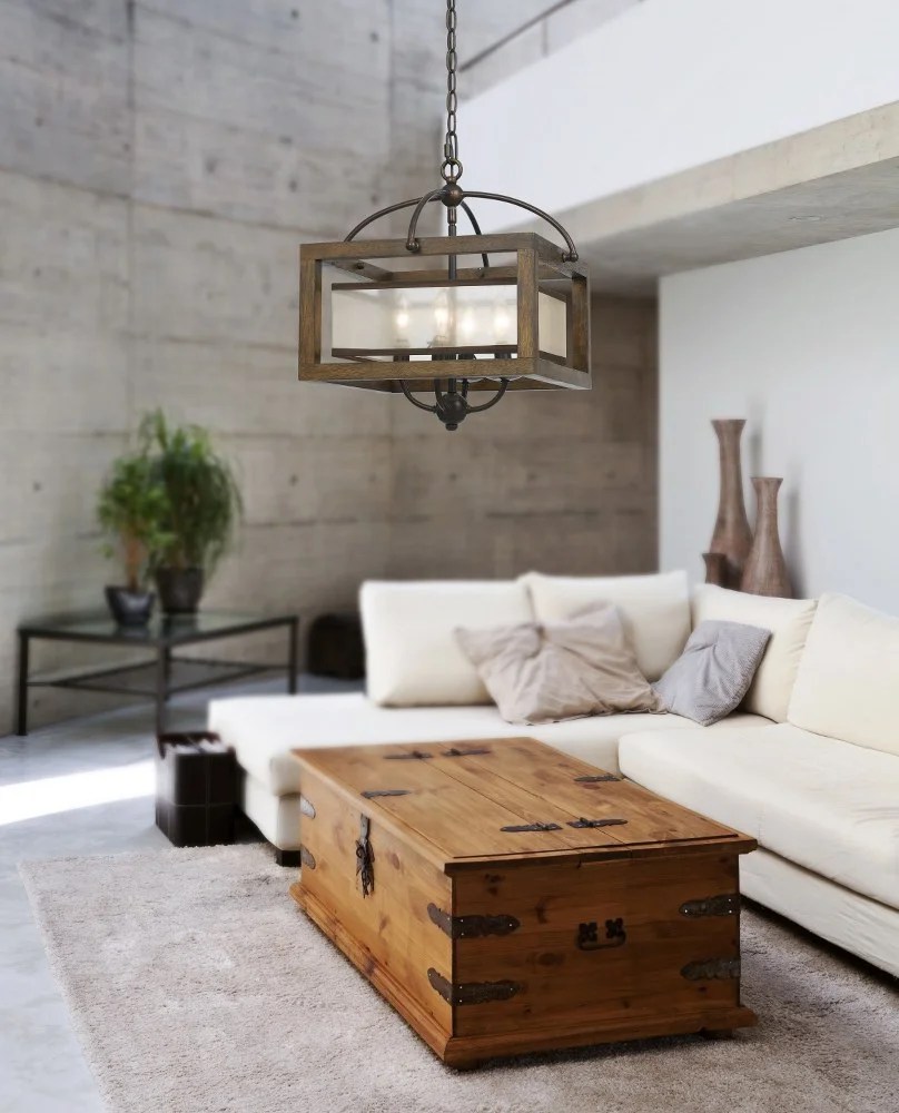 FX-3536/1C Cal Lighting Mission-Four Light Square Semi-Flush Mount-16 Inches Wide by 16 Inches High - Image 3