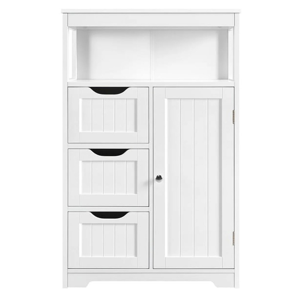 Alden Design Wooden Bathroom Storage Cabinet with Open Shelving, White - Image 10