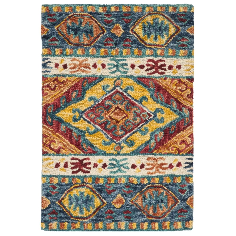 SAFAVIEH Aspen Tessan Southwestern Wool Area Rug, Navy/Ivory, 3" x 5" - Image 2