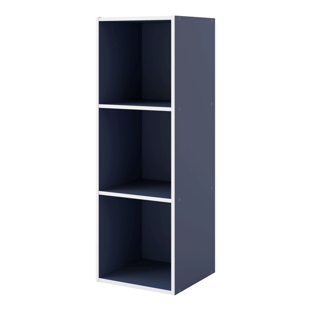 Furniture of America Brooks Stackable 3-Cube Wood Steel Blue Bookcase