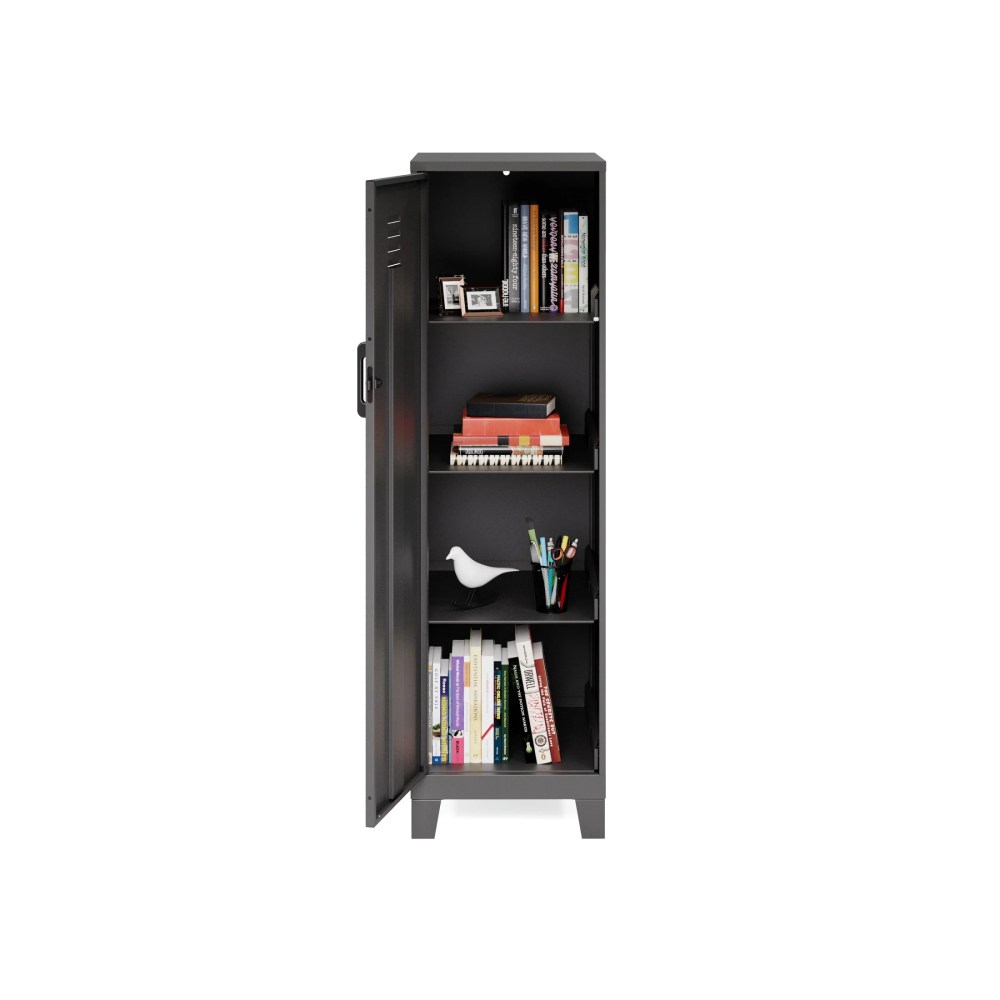 Space Solutions 53.38 inch High 4 Shelf Storage Locker Cabinet, Welded Metal, Fully Assembled, Vented Door, 3 inch Riser Legs, Black - Image 14