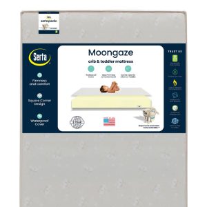 Serta Sertapedic Moongaze 5-inch Dual Sided Standard Baby Crib and Toddler Mattress- Recycled Fiber Core - Waterproof - Lightweight - GREENGUARD Gold Certified (Natural/Non-Toxic) - 5 Year Warranty