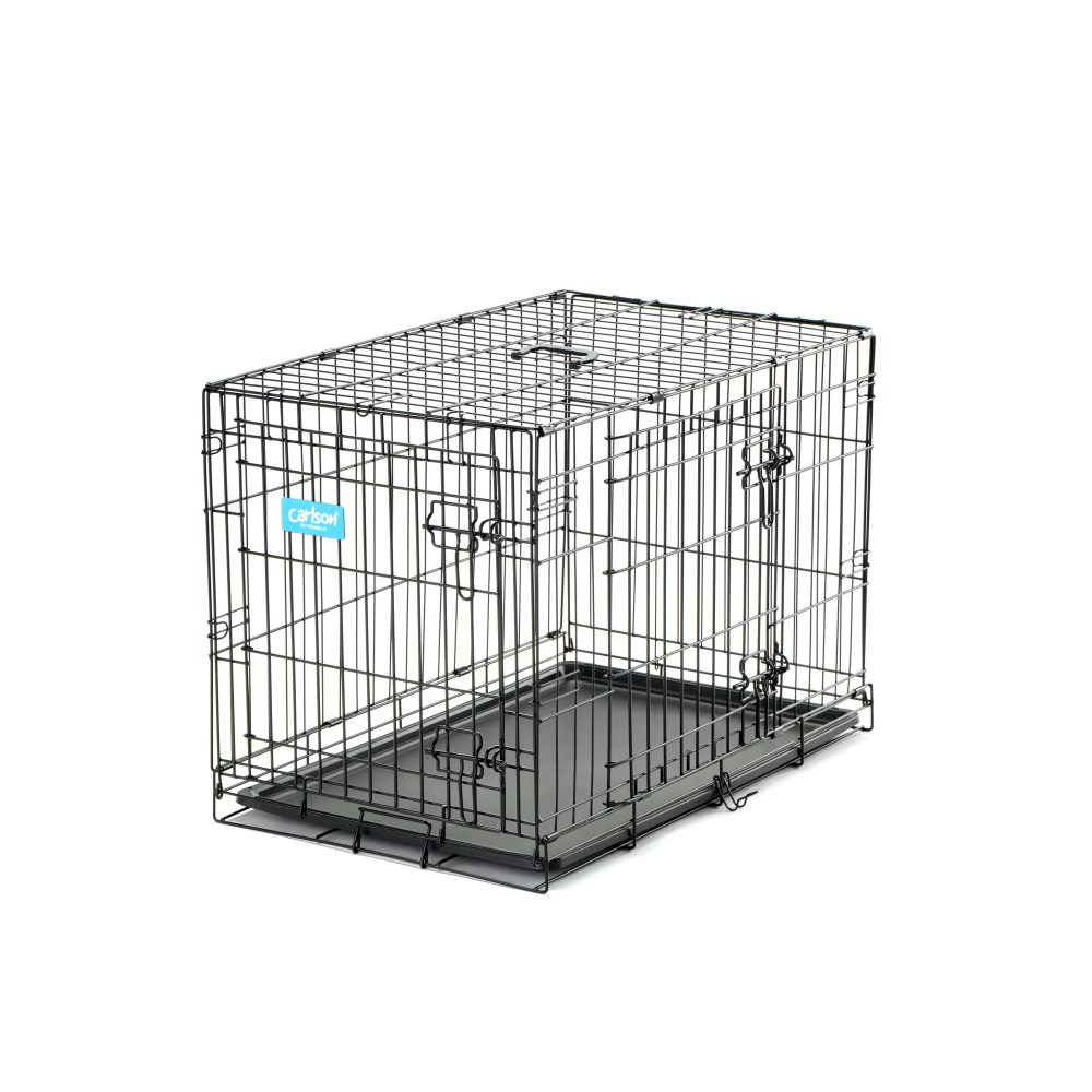 Carlson Secure Compact Double Door Metal Dog Crate, Medium Breeds Up to 45 Pounds, 30"L x 19"W x 22"H, Includes Divider Panel, Black - Image 3