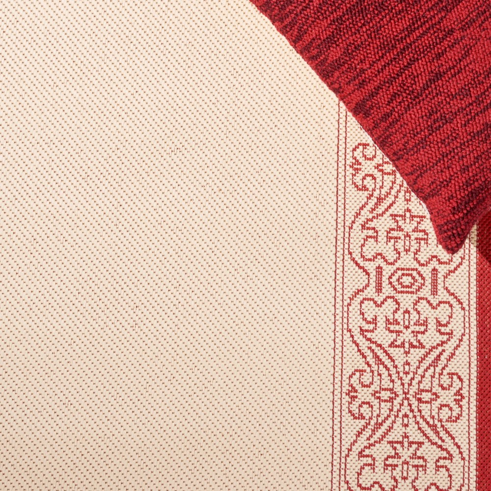 Safavieh Courtyard Donna Botanical Indoor/Outdoor Area Rug, Natural/Red, 6'7" x 9'6" - Image 2