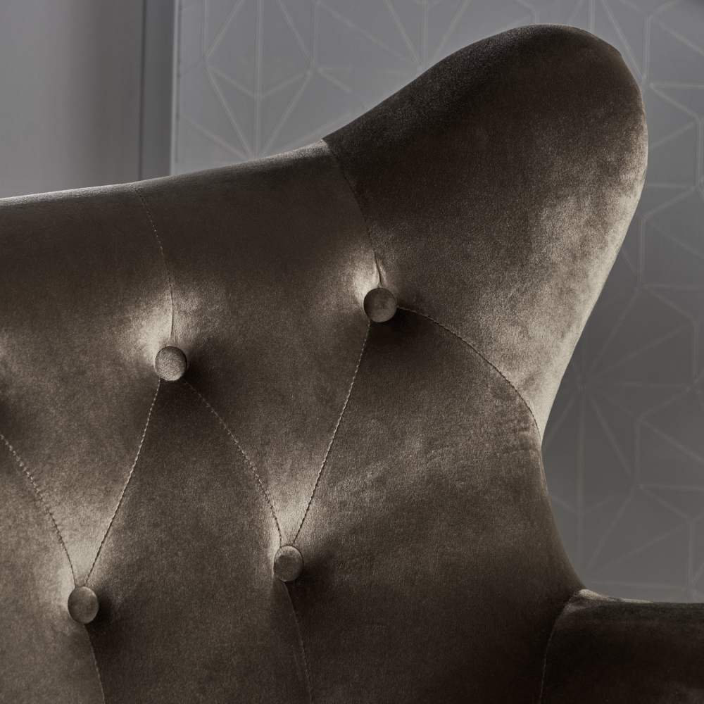 Noble House Ochoa Mid Century Modern Velvet Armchair in Grey with Oak Wood Legs - Image 3