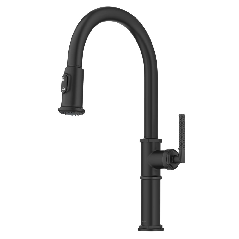 KRAUS Allyn Traditional Industrial Pull-Down Single Handle Kitchen Faucet in Matte Black