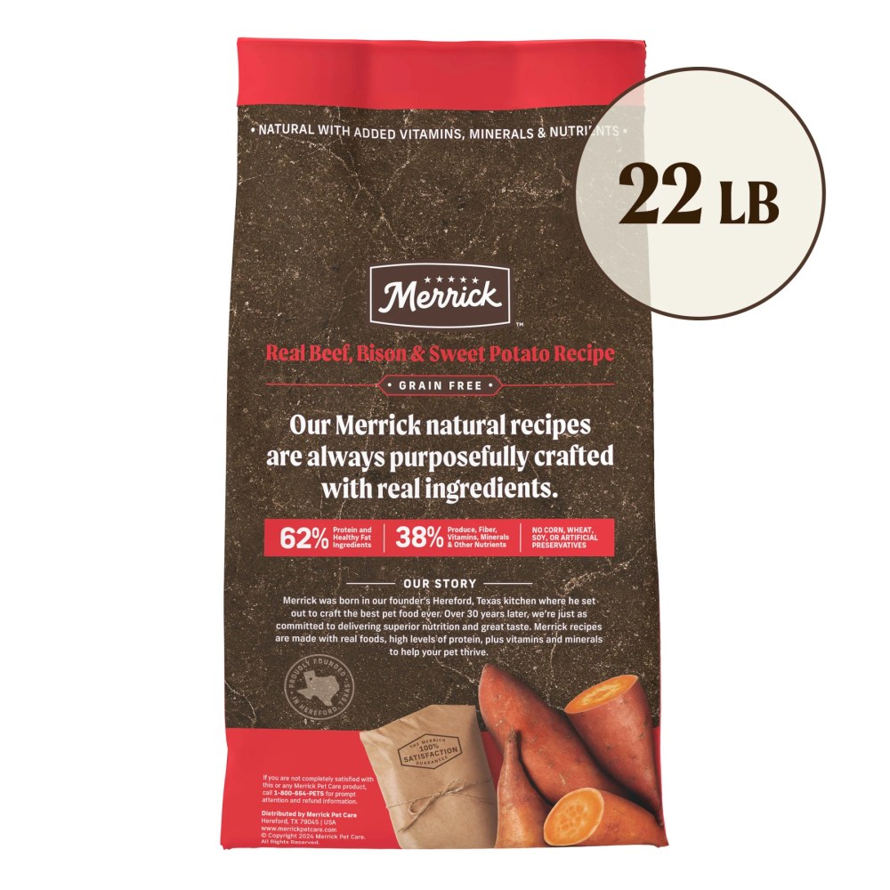 Merrick Real Bison Beef & Sweet Potato Dry Dog Food, Grain Free, 22 lb Bag - Image 6